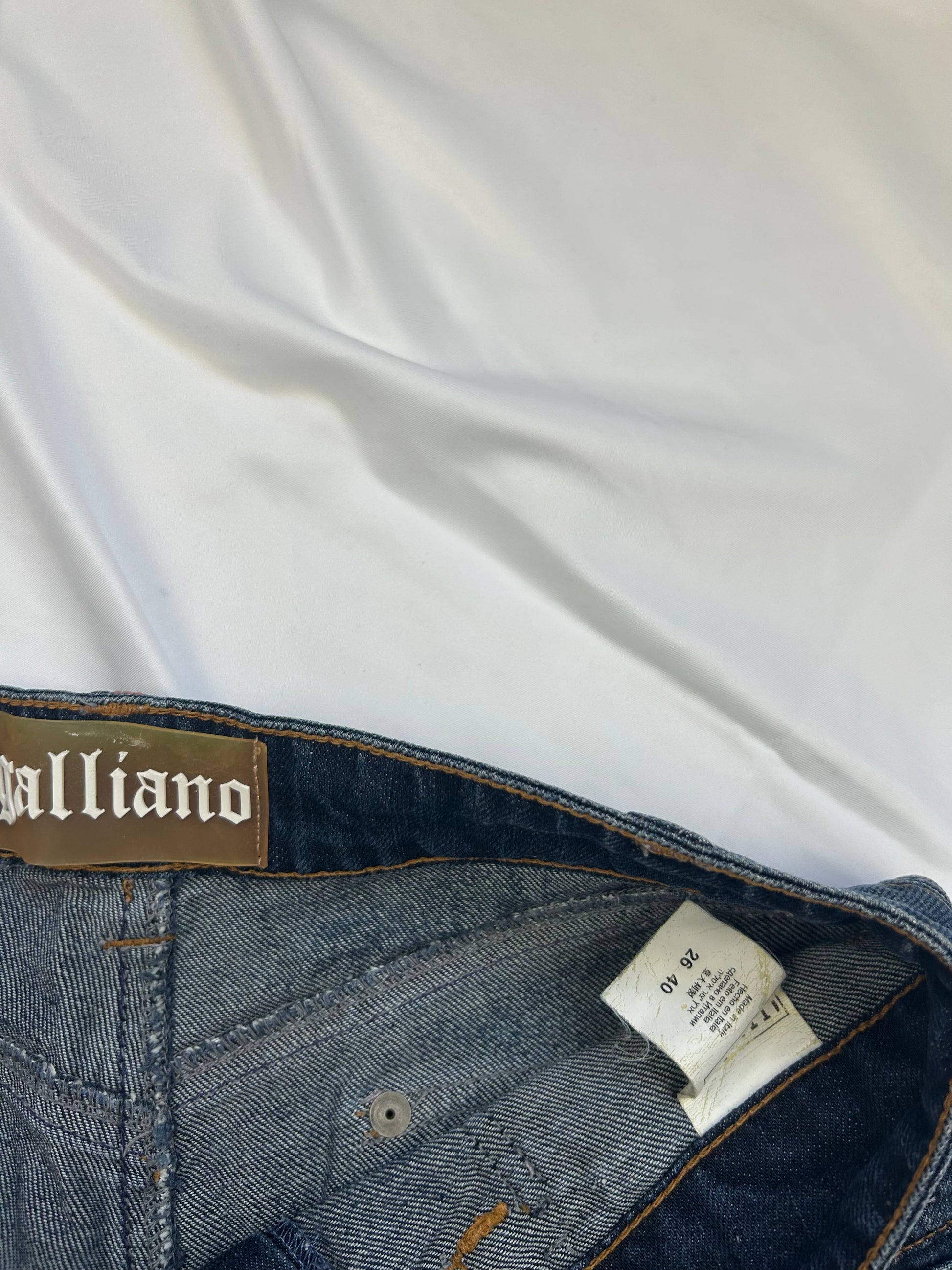 Blue denim rhinestones low rise mini short (S)