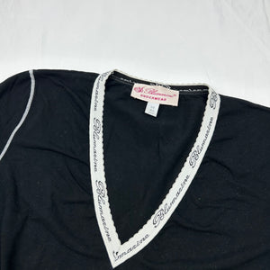 Black V neck tight fit logo tee (M)