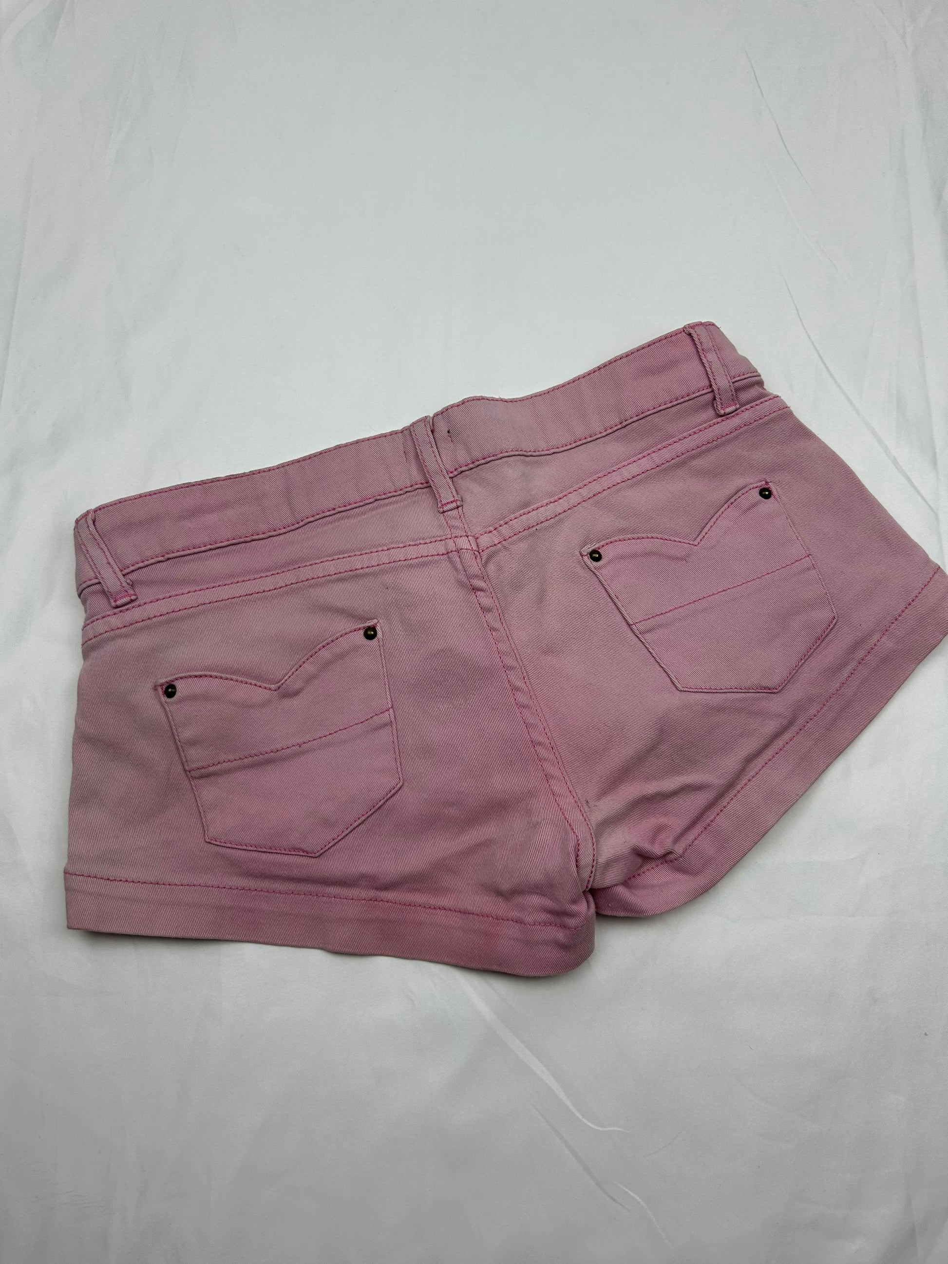 Baby pink denim low rise mini short (S)