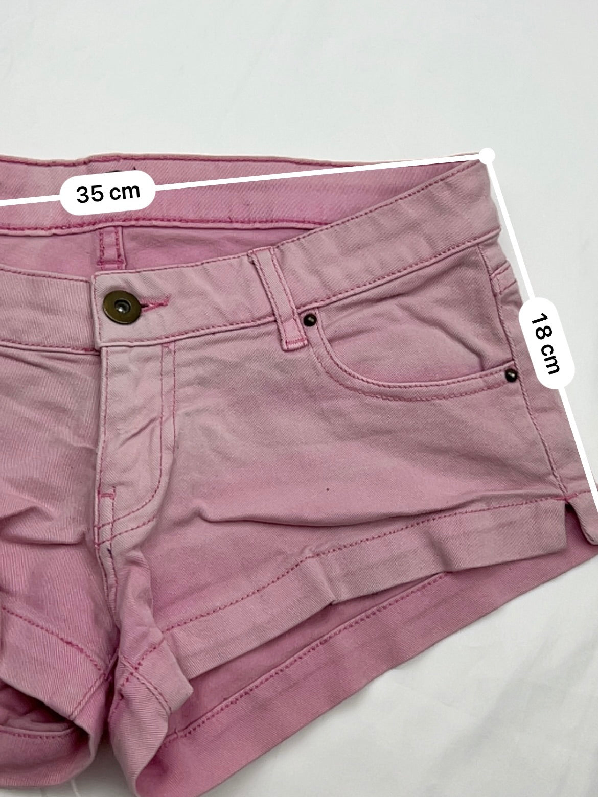 Baby pink denim low rise mini short (S)