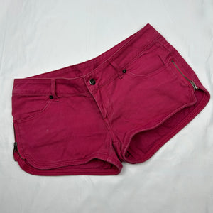 Red denim low rise mini short (S)
