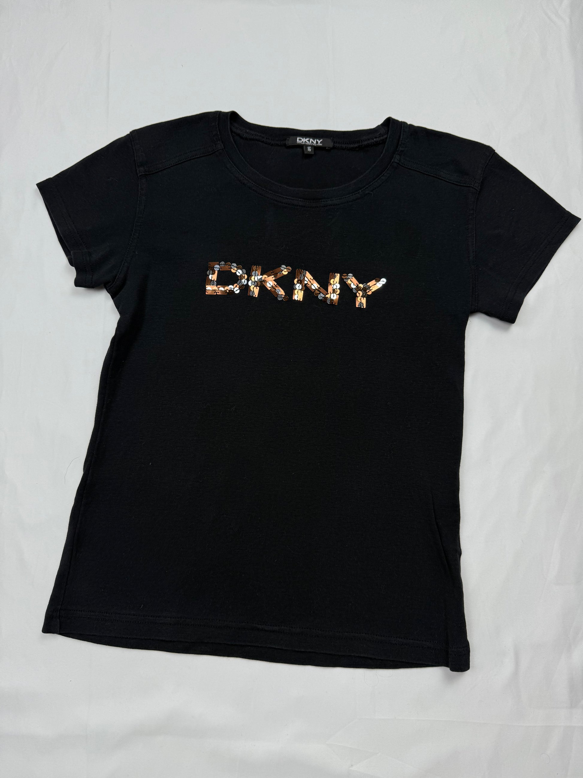Black sequins logo baby tee (S)