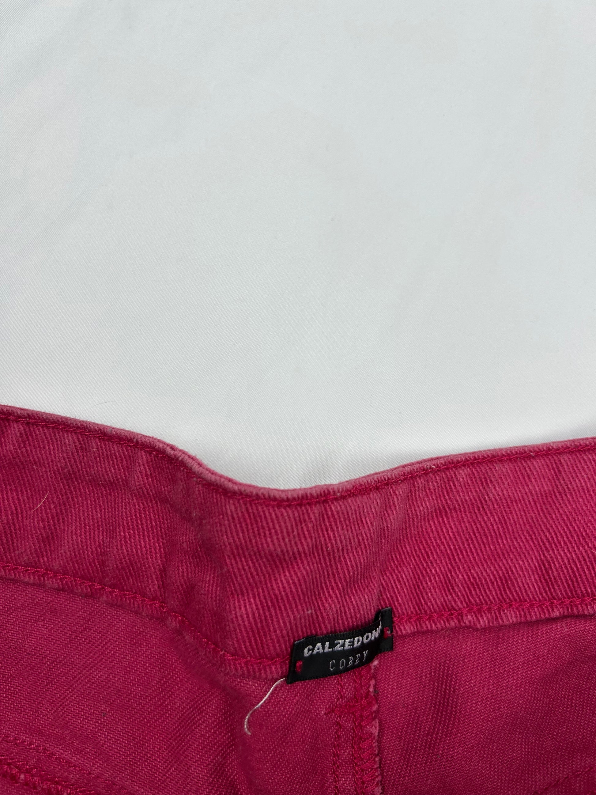 Red denim low rise mini short (S)