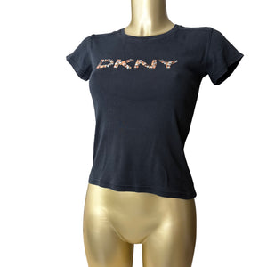 Black sequins logo baby tee (S)