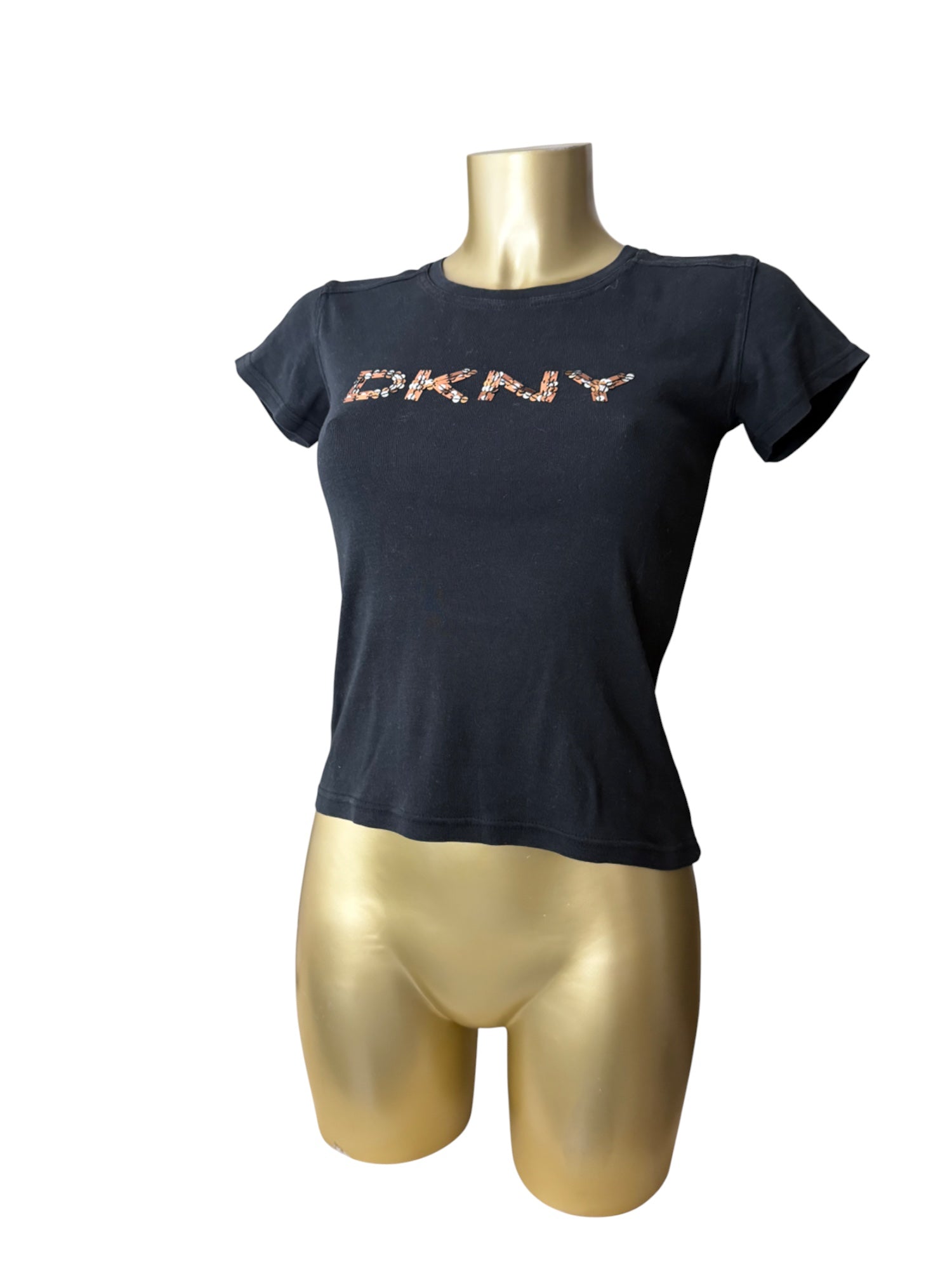 Black sequins logo baby tee (S)