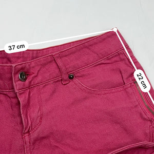 Red denim low rise mini short (S)
