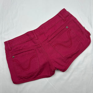 Red denim low rise mini short (S)