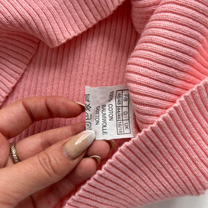 Baby pink ribbed square neck knitted jumper (XL)