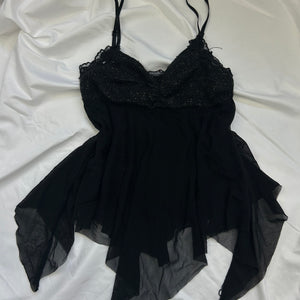 Black mesh asymmetric top (S)
