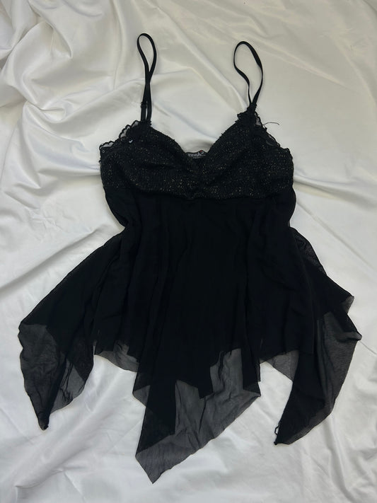 Black mesh asymmetric top (S)