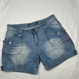Blue denim low rise mini short (L)