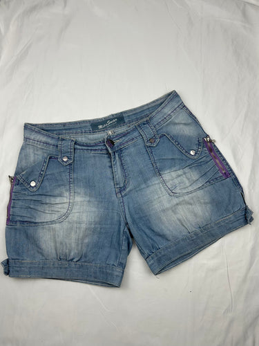 Blue denim low rise mini short (L)
