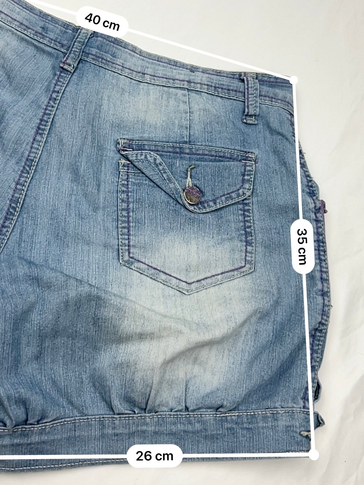 Blue denim low rise mini short (L)