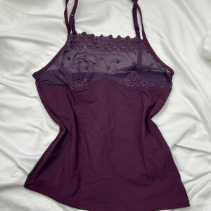 Purple lycra & mesh babydoll cami top (M/L)