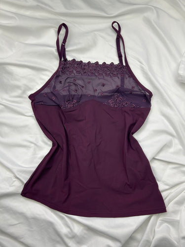 Purple lycra & mesh babydoll cami top (M/L)