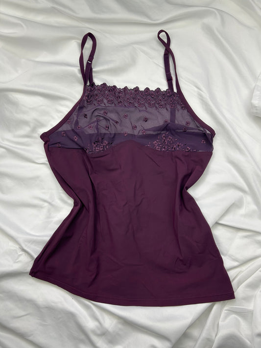 Purple lycra & mesh babydoll cami top (M/L)