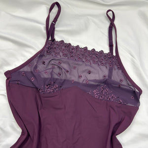 Purple lycra & mesh babydoll cami top (M/L)