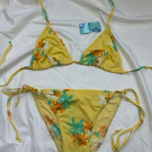 Yellow floral low rise brand new bikini set (M)