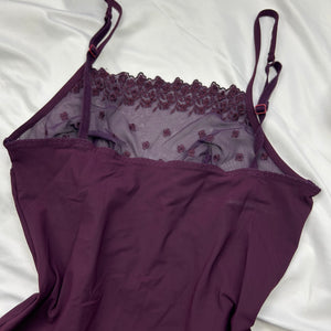Purple lycra & mesh babydoll cami top (M/L)