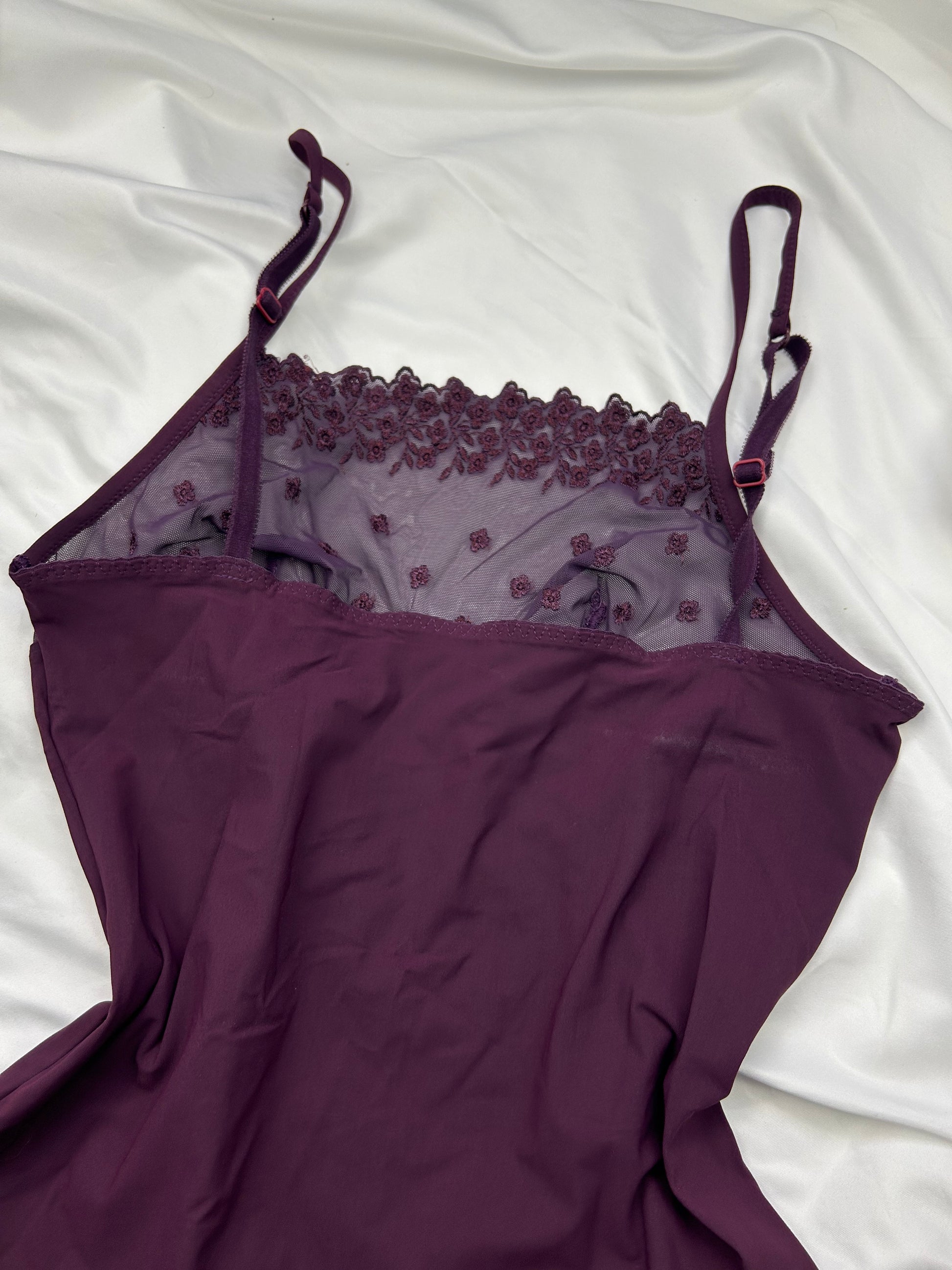 Purple lycra & mesh babydoll cami top (M/L)