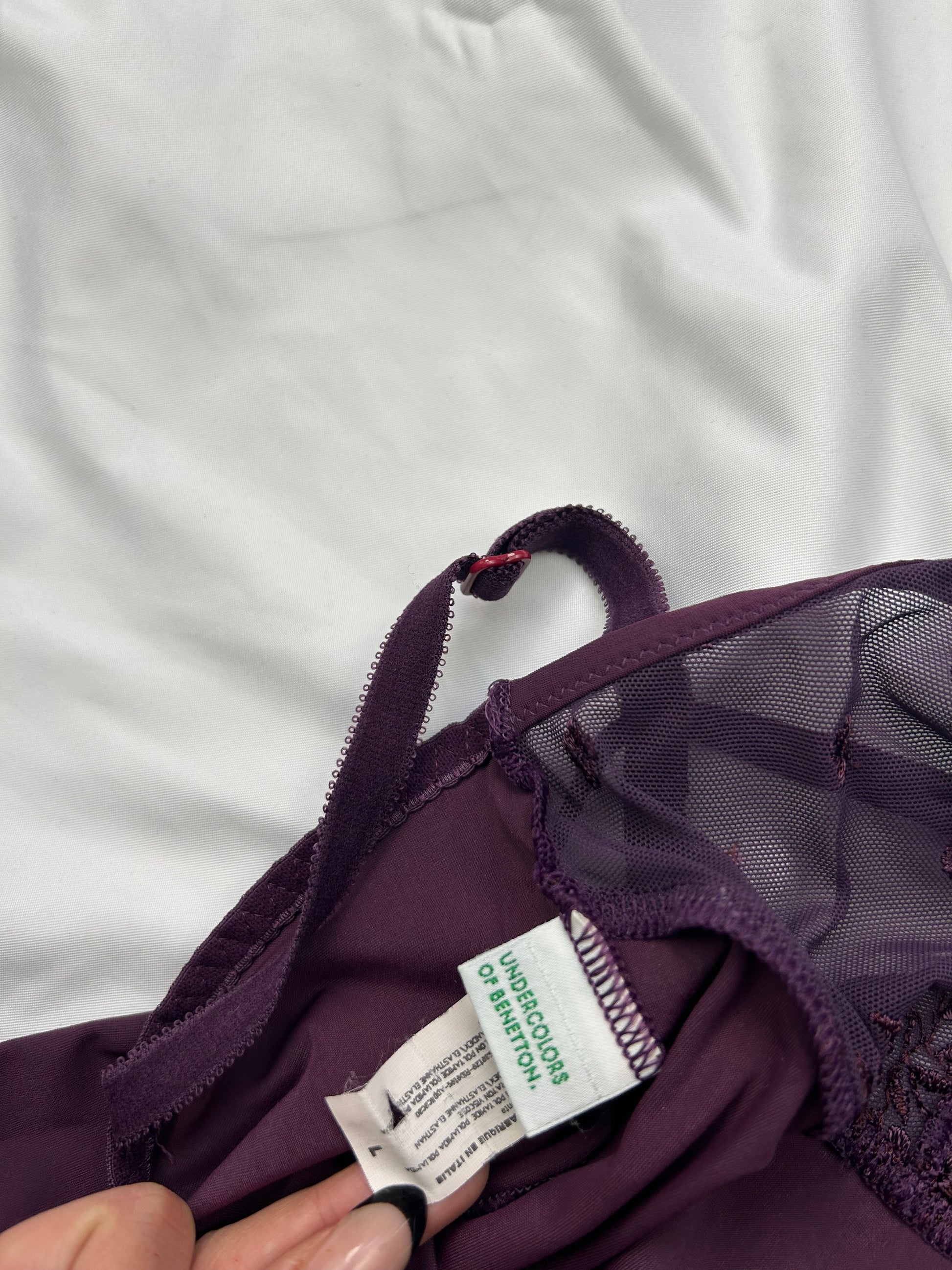 Purple lycra & mesh babydoll cami top (M/L)