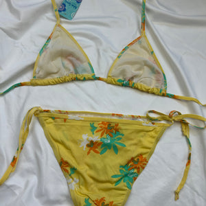 Yellow floral low rise brand new bikini set (M)