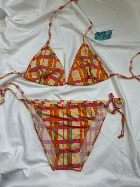 Orange check low rise brand new bikini set (S/M)