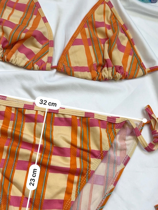Orange check low rise brand new bikini set (S/M)