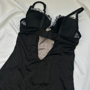 Black mesh corset babydoll mini dress (S)