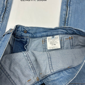 Blue denim low rise straight legs pants (S)