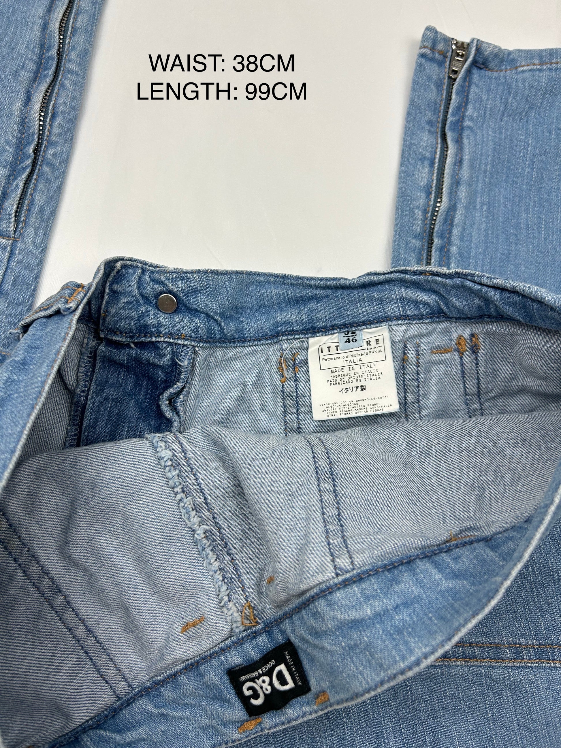 Blue denim low rise straight legs pants (S)