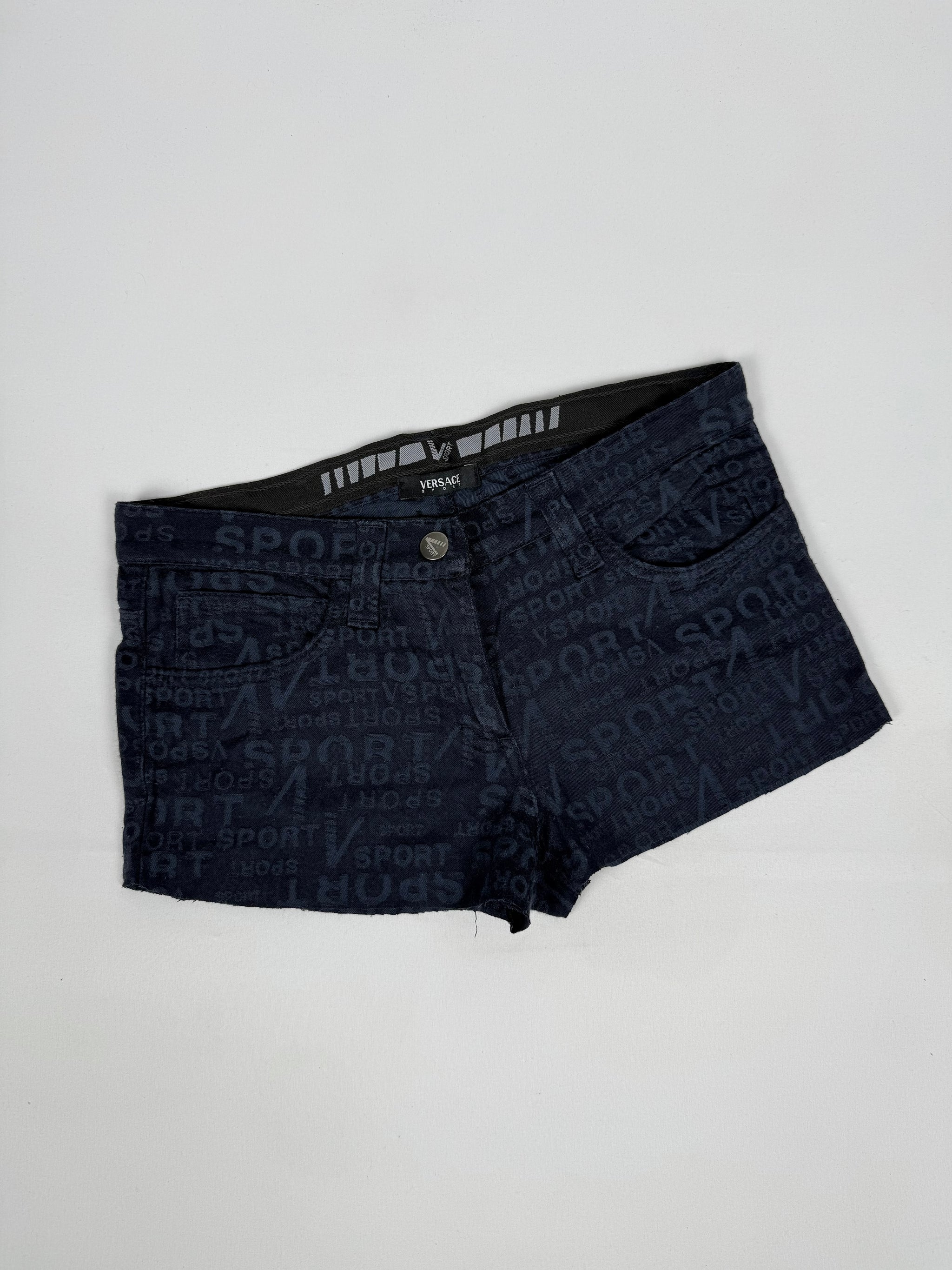 Navy graphic stretchy mini short (XS)