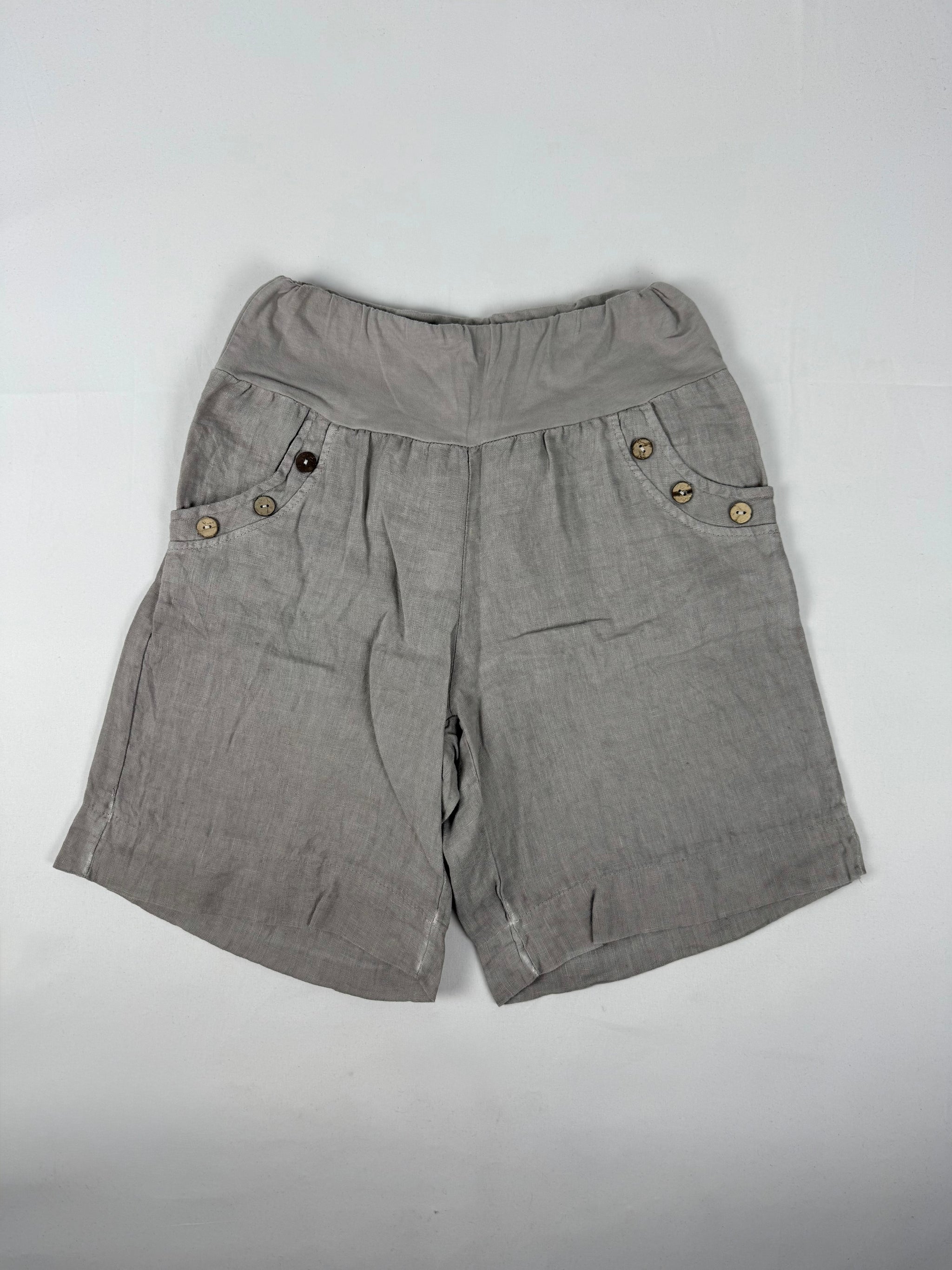 Khaki 100% linen low rise baggy short (S/M)