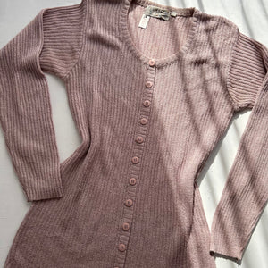 Baby pink ribbed cardigan jumper (S/M)