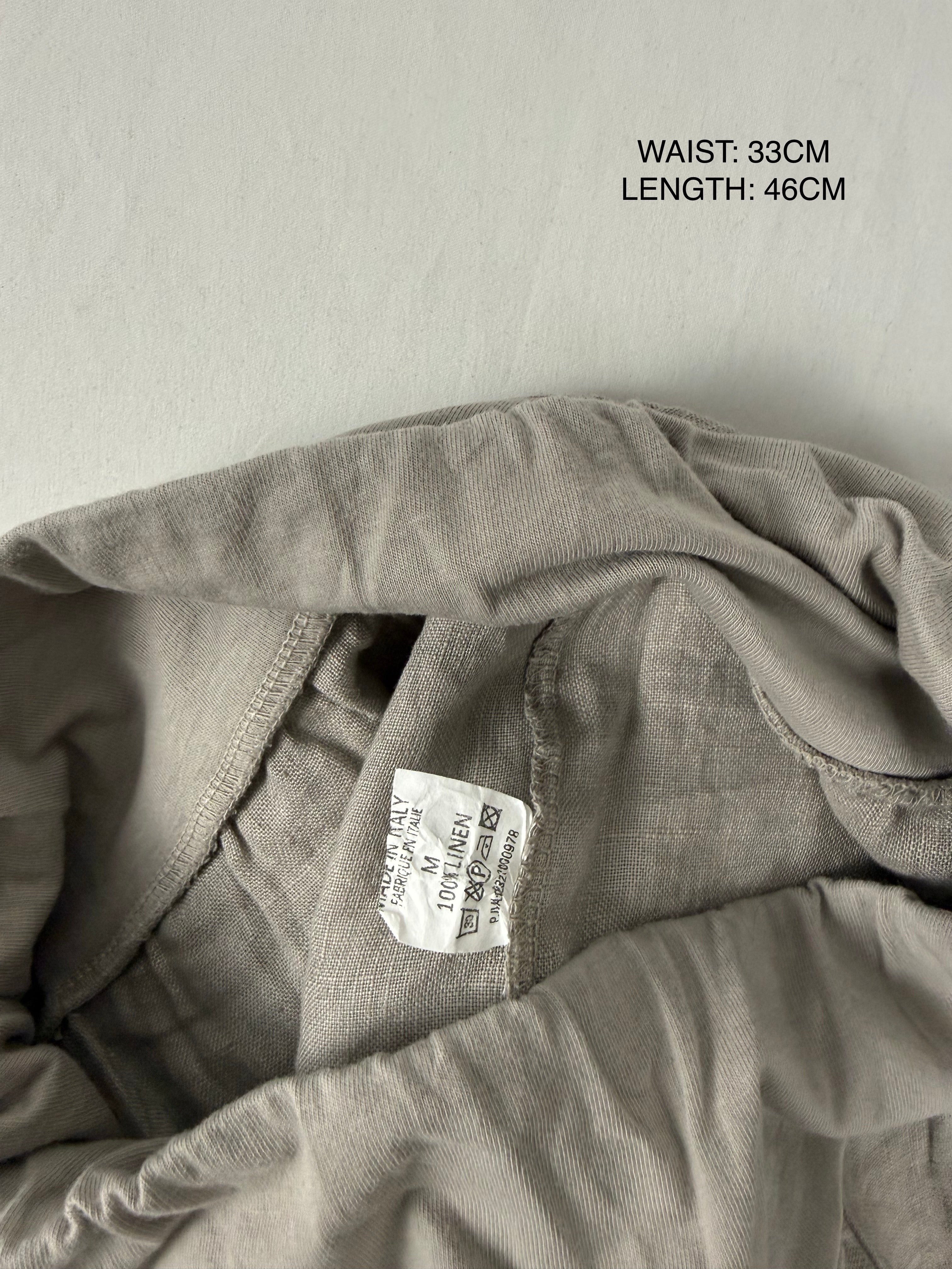 Khaki 100% linen low rise baggy short (S/M)