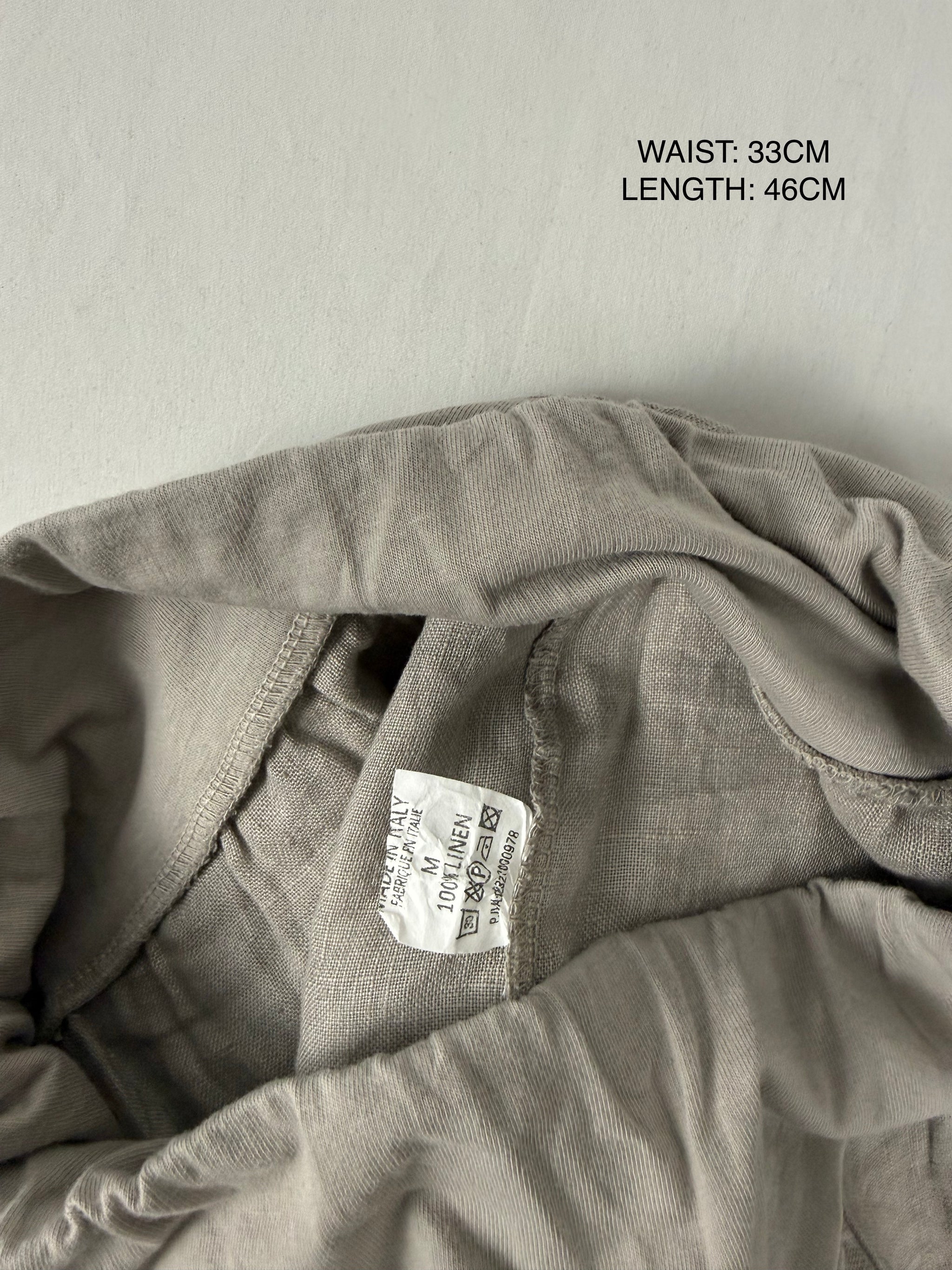 Khaki 100% linen low rise baggy short (S/M)