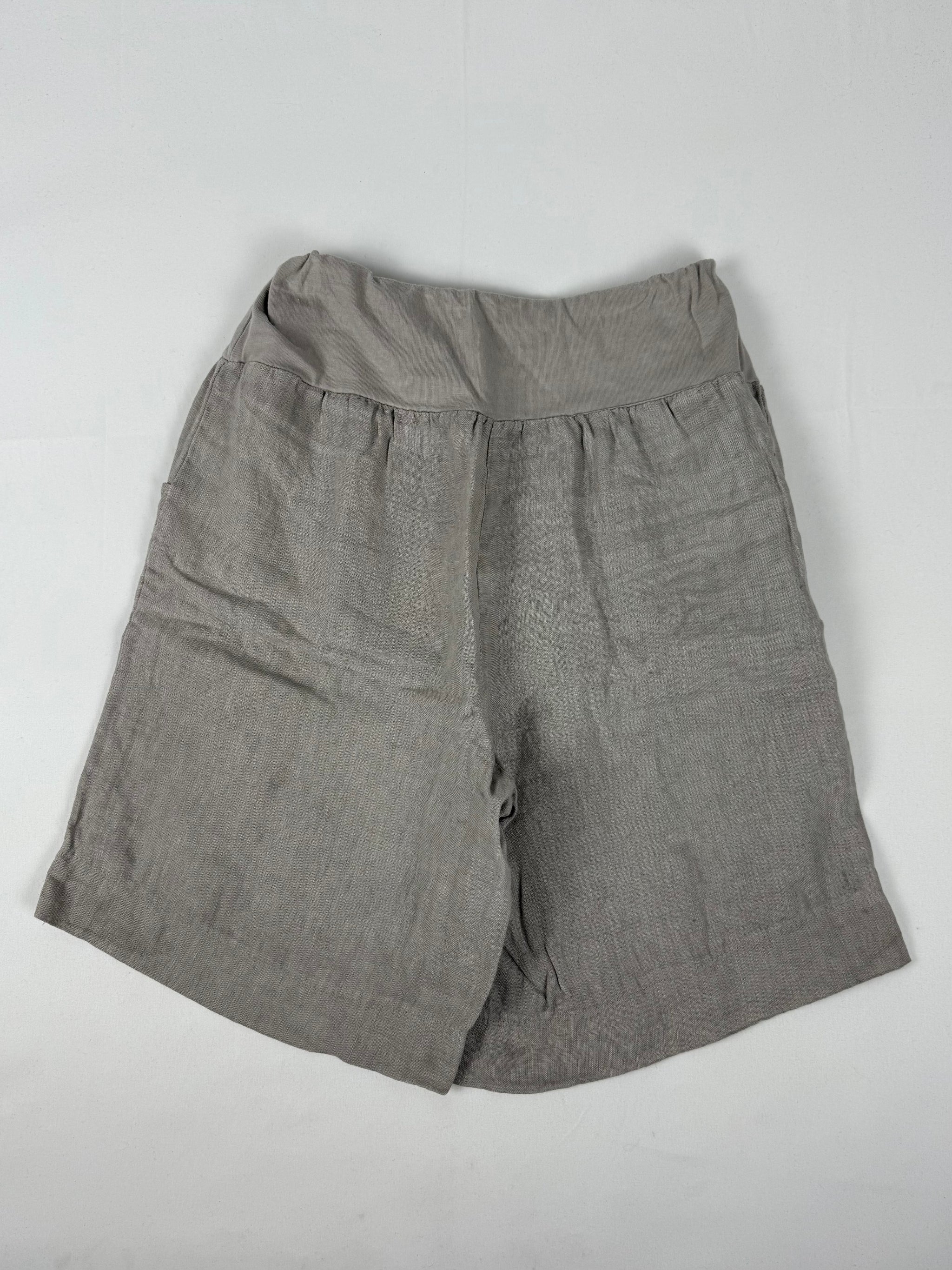Khaki 100% linen low rise baggy short (S/M)