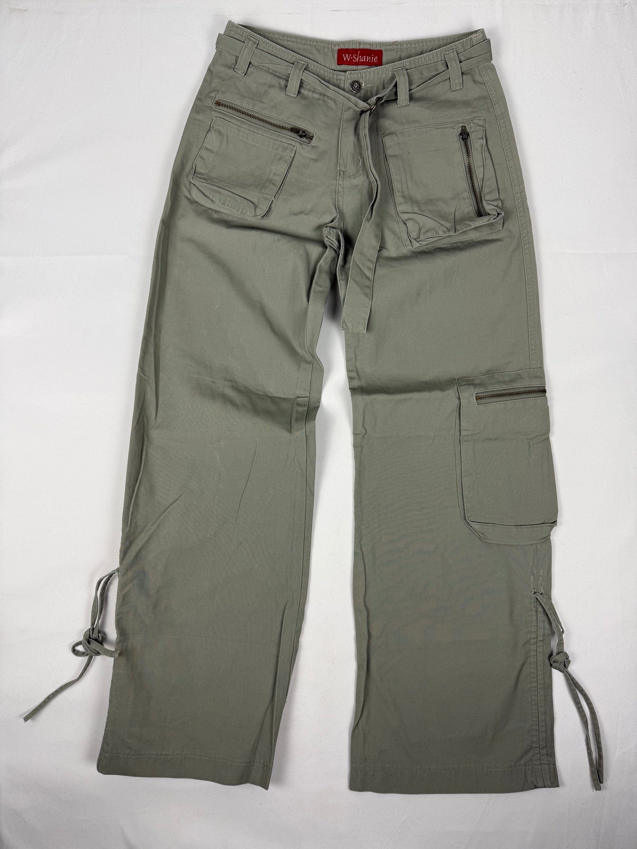 Khaki low rise cargo baggy pants (XS/S)