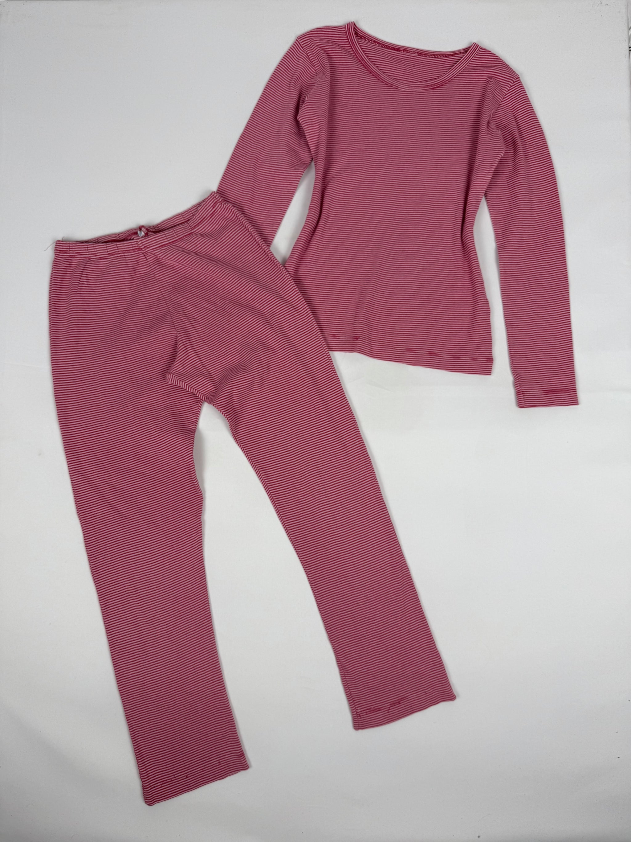 Burgundy striped capri pants + top set (S)