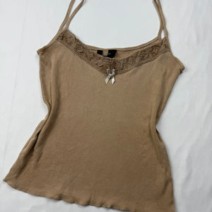Beige lace ribbed cami top (XS)