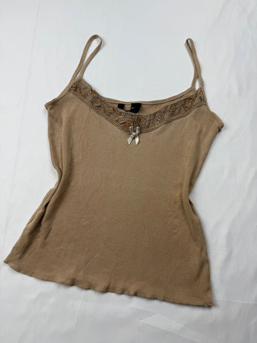 Beige lace ribbed cami top (XS)