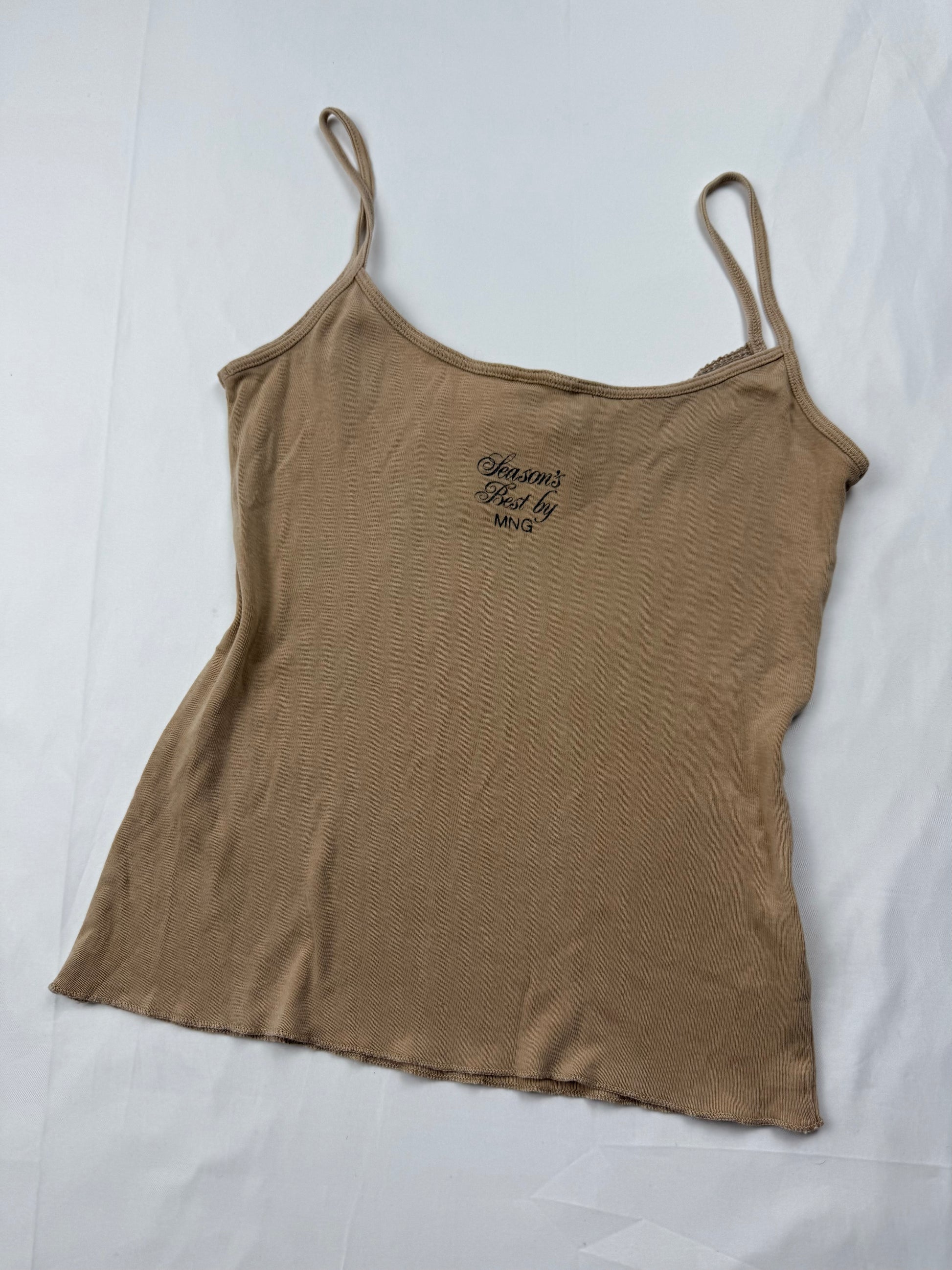 Beige lace ribbed cami top (XS)