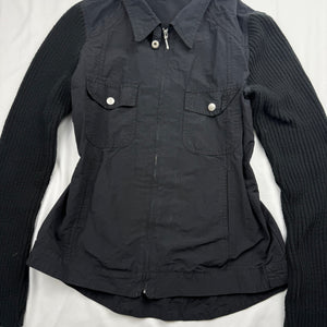 Black tight fit bi fabric biker jacket (L)