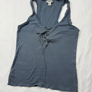 Navy lace up tank top (M)