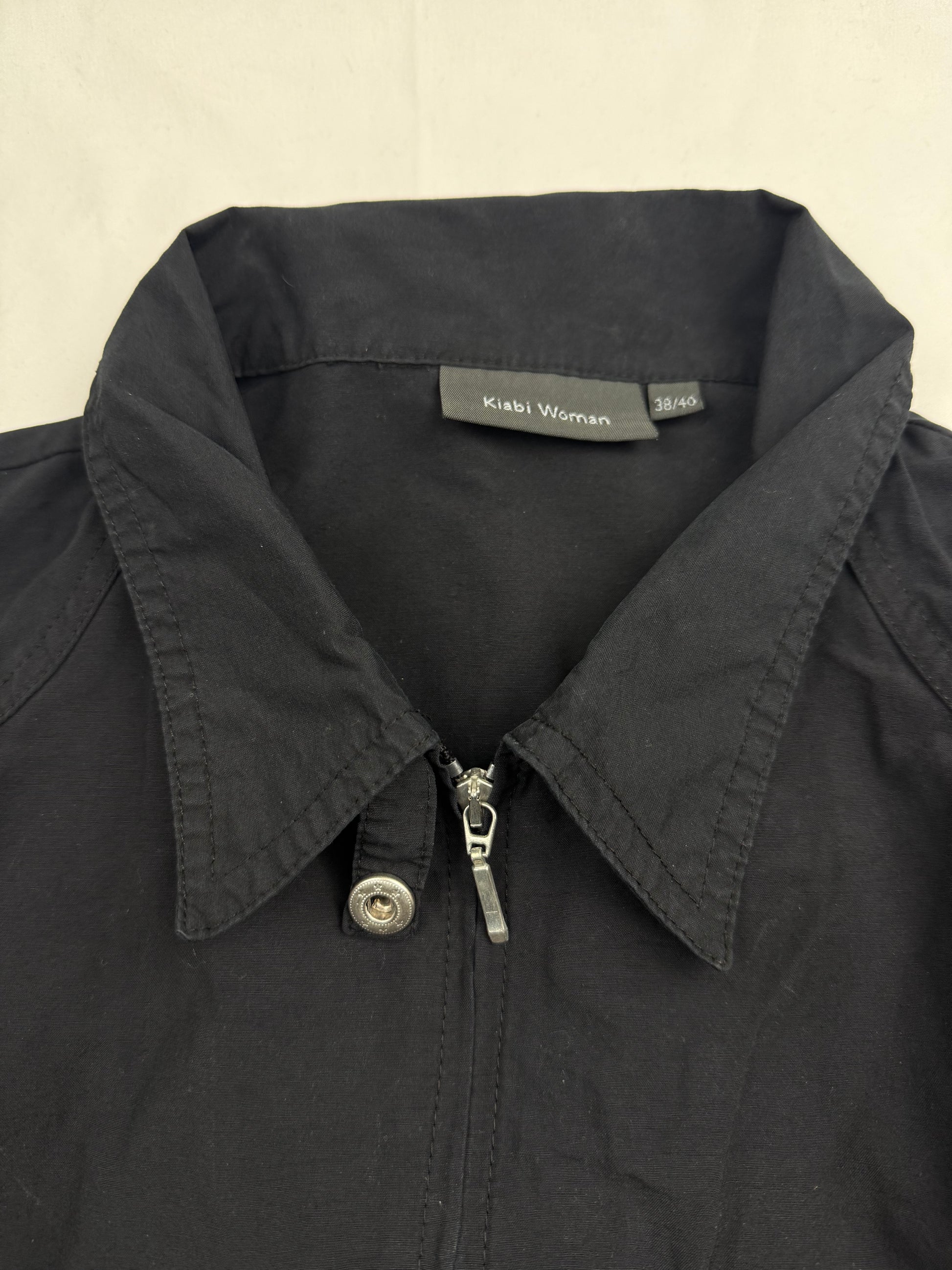 Black tight fit bi fabric biker jacket (L)