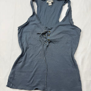 Navy lace up tank top (M)