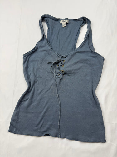 Navy lace up tank top (M)