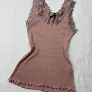 Pink lace ribbed top (S/M)