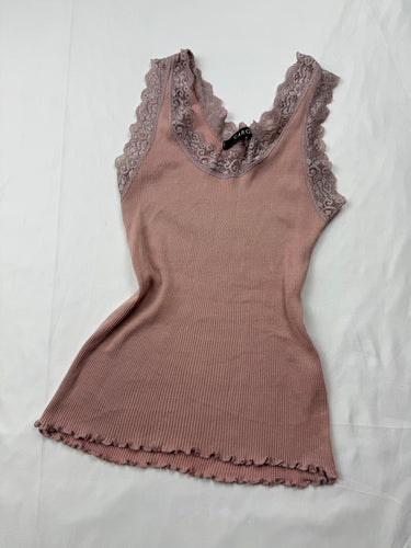 Pink lace ribbed top (S/M)