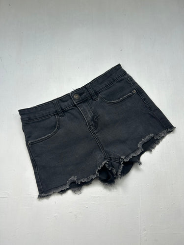 Grey stretchy denim low rise mini short (XS)